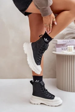 Skórzane Ocieplane Trampki Na Masywnej Platformie Big Star OO274A599 Czarne