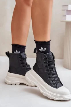 Skórzane Ocieplane Trampki Na Masywnej Platformie Big Star OO274A599 Czarne