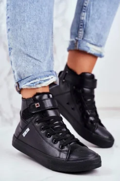 Skórzane Ocieplane Trampki BIG STAR V274542FW Czarne