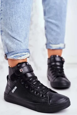 Skórzane Ocieplane Trampki BIG STAR V274542FW Czarne