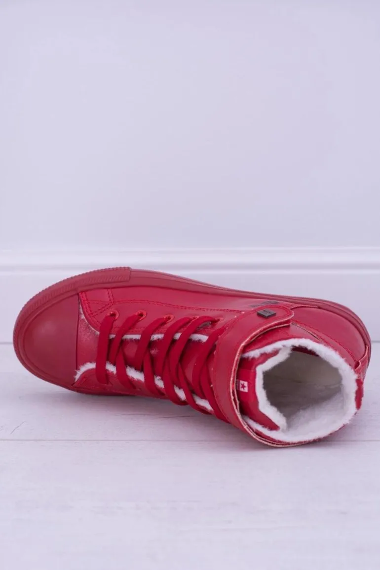 Skórzane Ocieplane Trampki BIG STAR V274529FW Czerwone