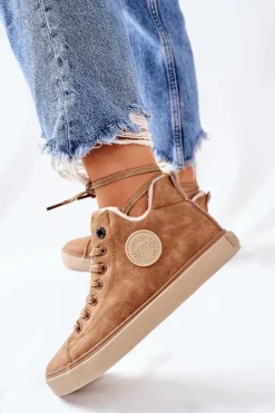 Skórzane Ocieplane Trampki Big Star II274149 Camel