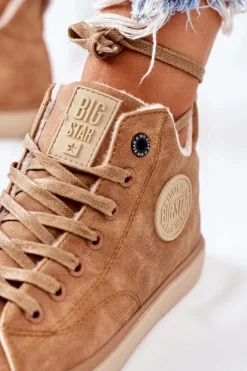 Skórzane Ocieplane Trampki Big Star II274149 Camel