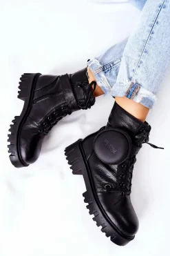 Skórzane Ocieplane Workery Z Nerką Big Star II274430 Czarne