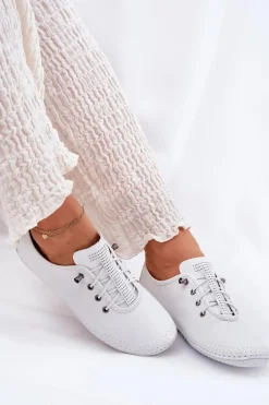 Skórzane Półbuty Damskie Artiker 54C0838 Białe