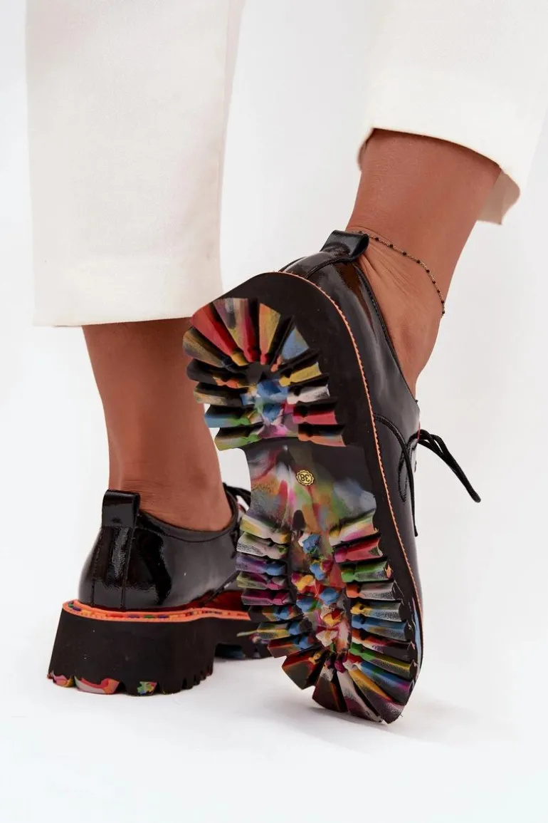 Skórzane Półbuty Damskie Lakierowane Artiker 57C0176 Czarne