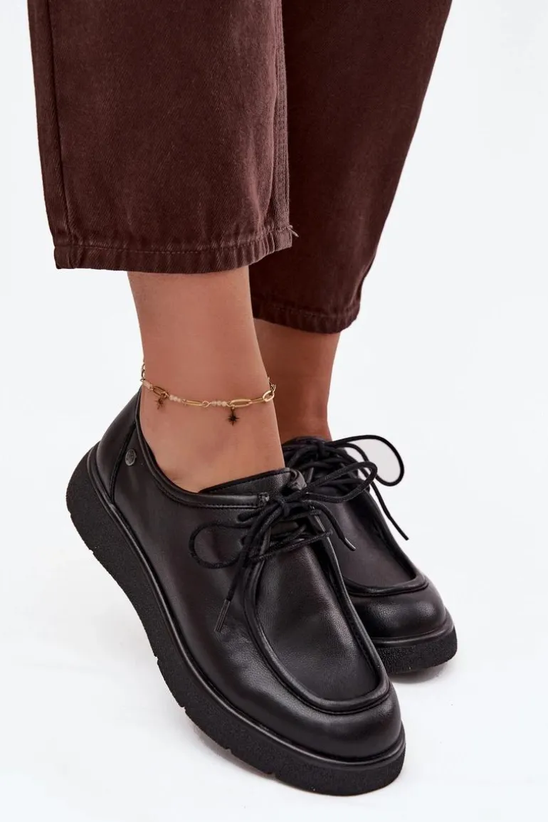 Skórzane Półbuty Damskie Maciejka K7189-01 Czarne