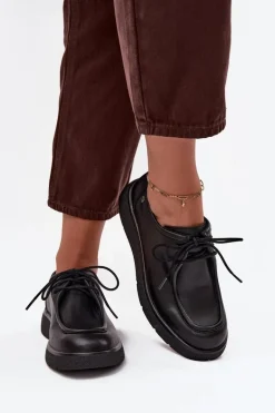 Skórzane Półbuty Damskie Maciejka K7189-01 Czarne