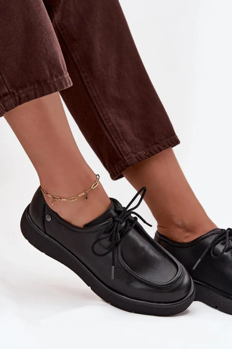 Skórzane Półbuty Damskie Maciejka K7189-01 Czarne