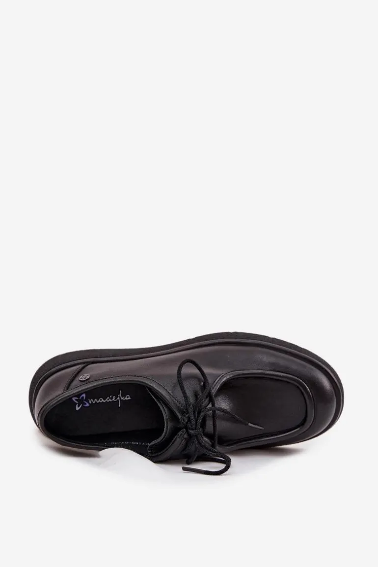 Skórzane Półbuty Damskie Maciejka K7189-01 Czarne