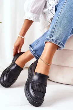 Skórzane Półbuty Loafery Big Star II274100 Czarne