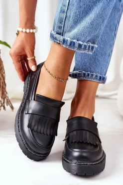 Skórzane Półbuty Loafery Big Star II274100 Czarne