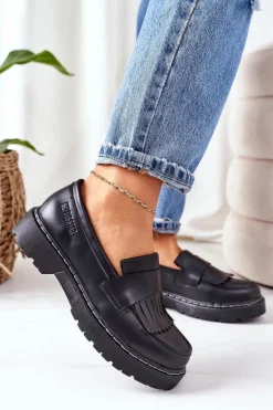 Skórzane Półbuty Loafery Big Star II274100 Czarne