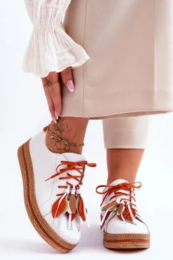 Skórzane Półbuty Maciejka 04550-11 Białe