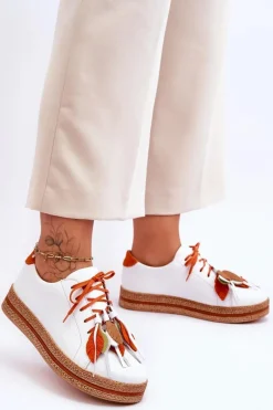 Skórzane Półbuty Maciejka 04550-11 Białe