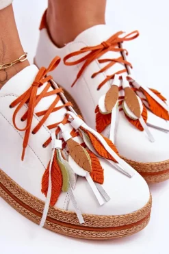 Skórzane Półbuty Maciejka 04550-11 Białe