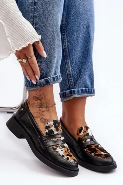 Skórzane Półbuty Mokasyny Damskie Maciejka 06250-01 Czarne