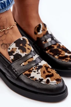 Skórzane Półbuty Mokasyny Damskie Maciejka 06250-01 Czarne