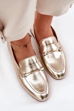 Skórzane Półbuty Mokasyny Damskie Maciejka K6809-25 Złote