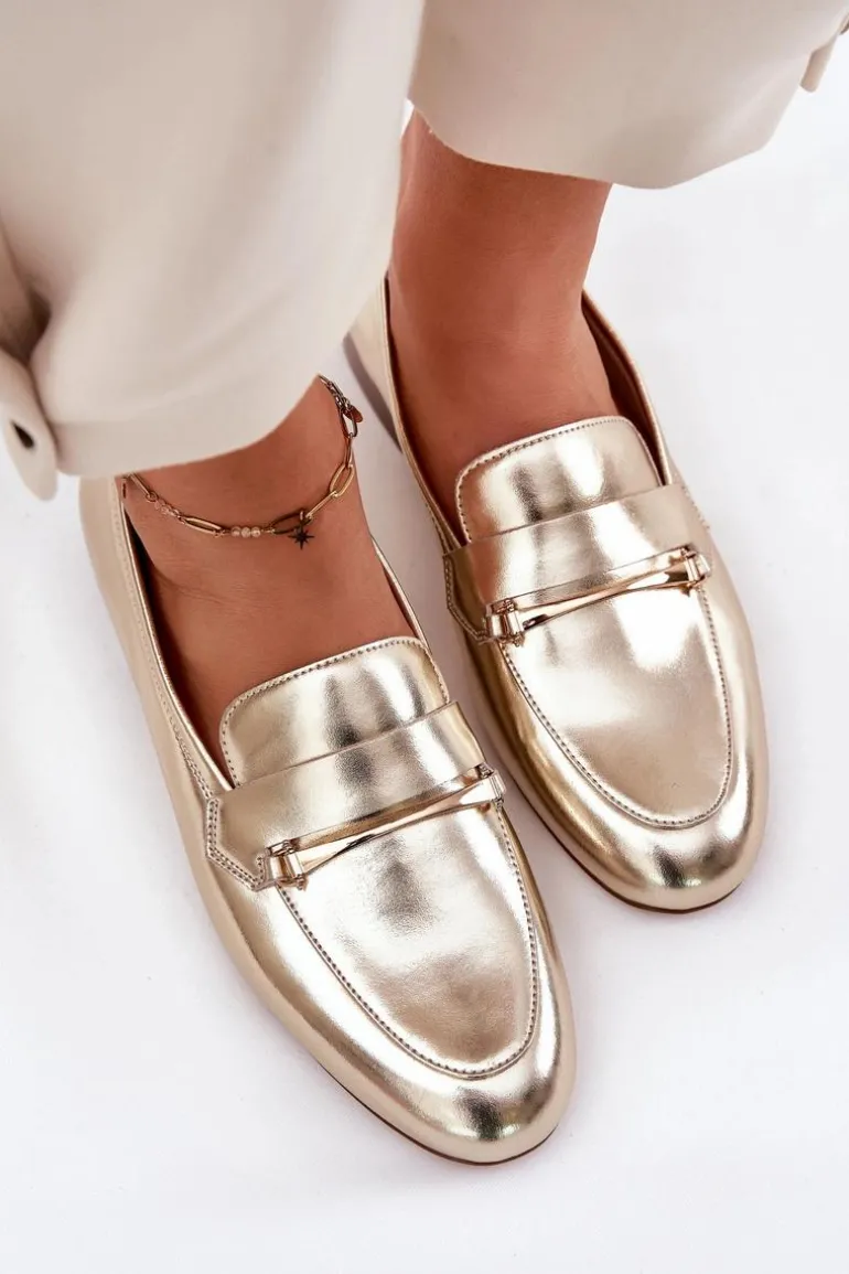 Skórzane Półbuty Mokasyny Damskie Maciejka K6809-25 Złote