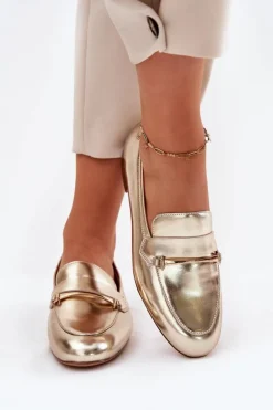Skórzane Półbuty Mokasyny Damskie Maciejka K6809-25 Złote