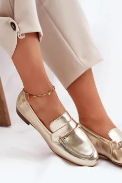 Skórzane Półbuty Mokasyny Damskie Maciejka K6809-25 Złote