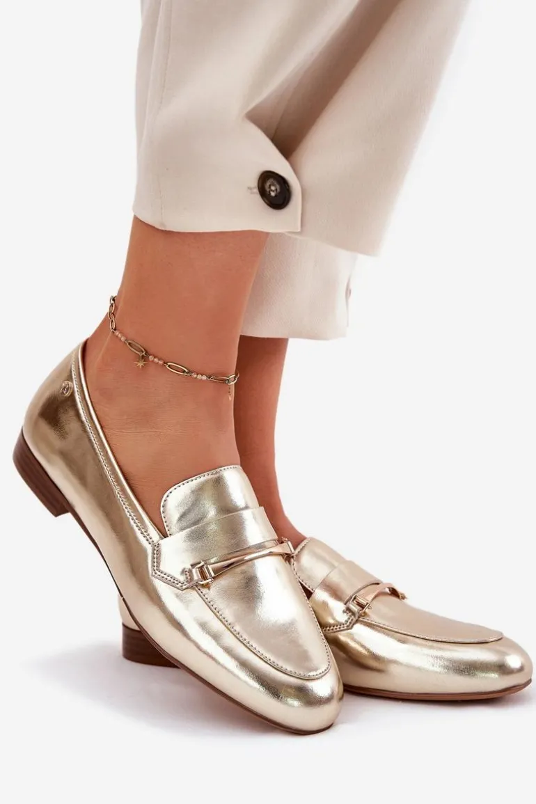 Skórzane Półbuty Mokasyny Damskie Maciejka K6809-25 Złote