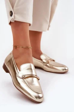 Skórzane Półbuty Mokasyny Damskie Maciejka K6809-25 Złote
