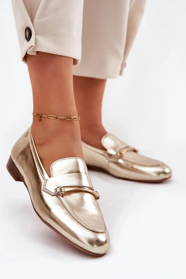 Skórzane Półbuty Mokasyny Damskie Maciejka K6809-25 Złote