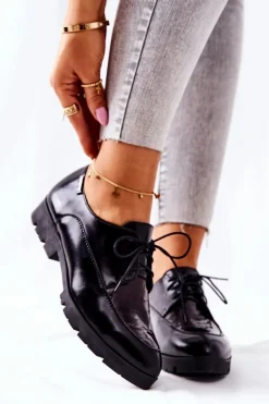 Skórzane Półbuty Monnari M73/1 Czarne