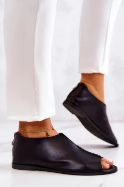 Skórzane Półbuty Na Suwak Nicole 2718/001 Czarne