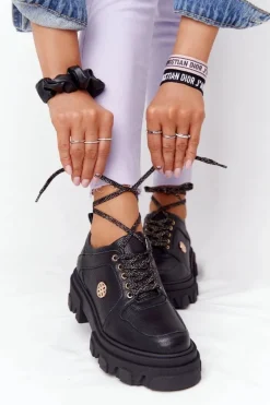 Skórzane Półbuty Oxfordy Lewski Shoes 3011-0 Czarne