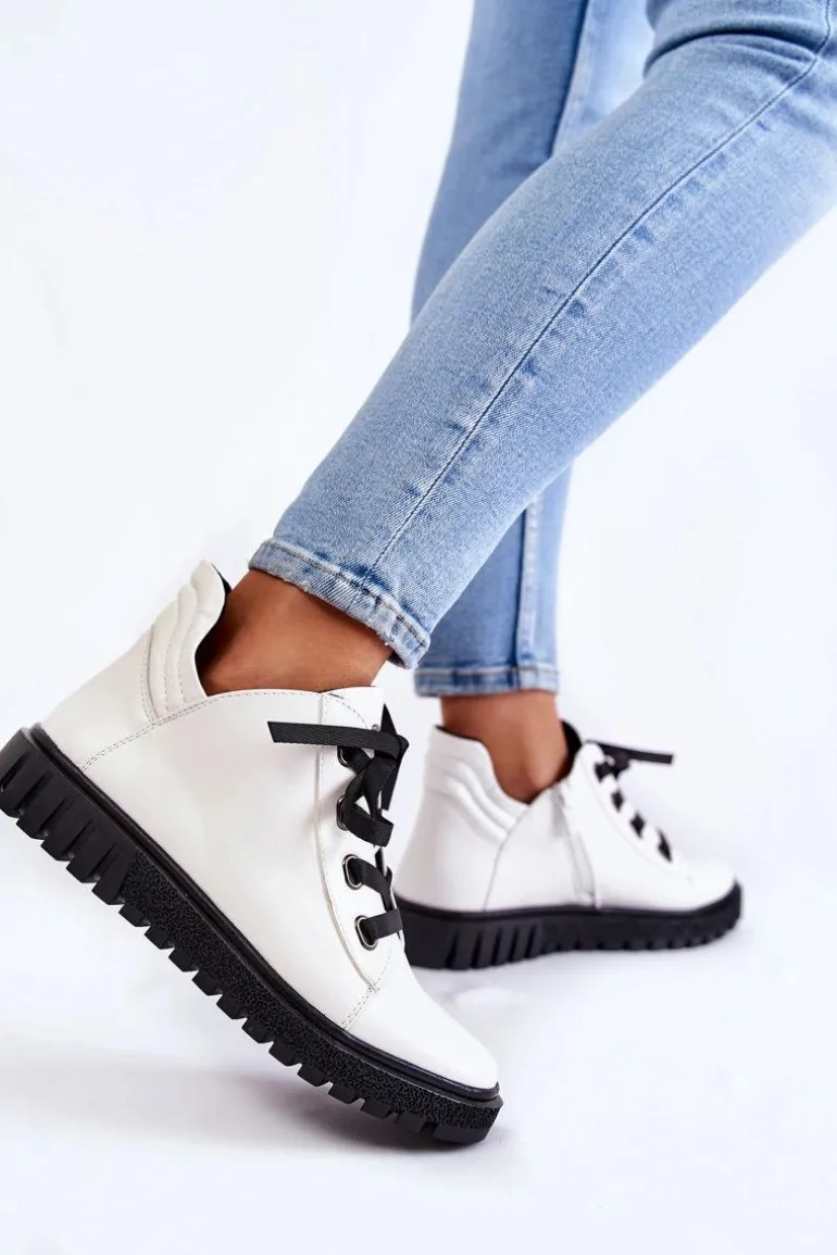 Skórzane Półbuty Sergio Leone PB210 Białe