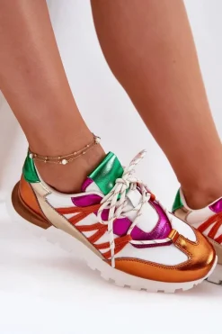 Skórzane Półbuty Sneakersy Damskie Artiker 56C1737 Multikolor
