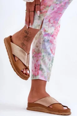 Skórzane Profilowane Klapki Maciejka 04986-29 Brązowe