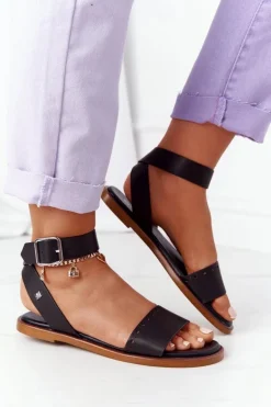 Skórzane Sandały Big Star HH274720 Czarne