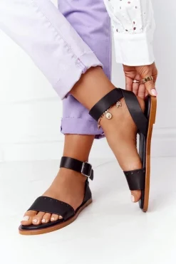 Skórzane Sandały Big Star HH274720 Czarne