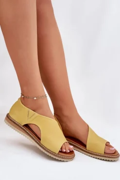 Skórzane Sandały Damskie Artiker 46C1015 Żółte