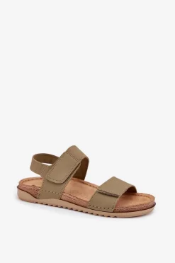 Skórzane Sandały Damskie Inblu AA0001KU Zielone