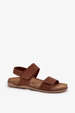 Skórzane Sandały Damskie Inblu AA0001KU Camel