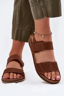 Skórzane Sandały Damskie Inblu AA0001KU Camel