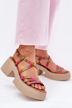 Skórzane Sandały Damskie Maciejka 06990-39 Multikolor