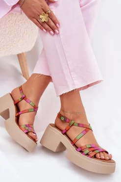 Skórzane Sandały Damskie Maciejka 06990-39 Multikolor