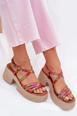 Skórzane Sandały Damskie Maciejka 06990-39 Multikolor