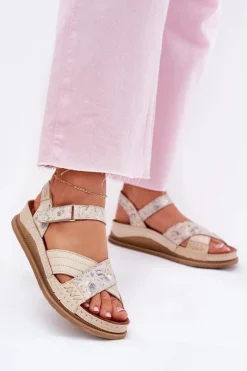 Skórzane Sandały Damskie Na Platformie Maciejka L7064-37 Ecru