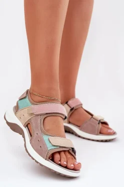 Skórzane Sandały Damskie Sportowe McKeylor 95347 Beżowe