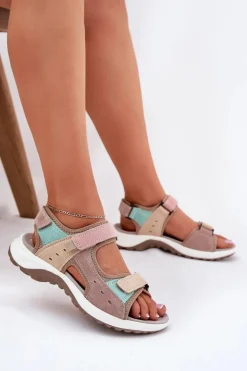 Skórzane Sandały Damskie Sportowe McKeylor 95347 Beżowe