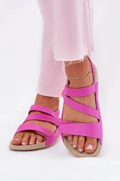 Skórzane Sandały Damskie Zazoo K1004 Fuksja