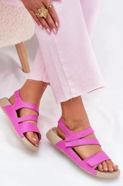 Skórzane Sandały Damskie Zazoo K1004 Fuksja