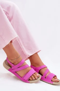 Skórzane Sandały Damskie Zazoo K1004 Fuksja